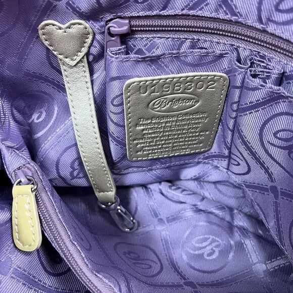 Brighton Metallic Cream Pebbled Leather Dual Handle Satchel U197302 Tassel Charm - Picture 11 of 14